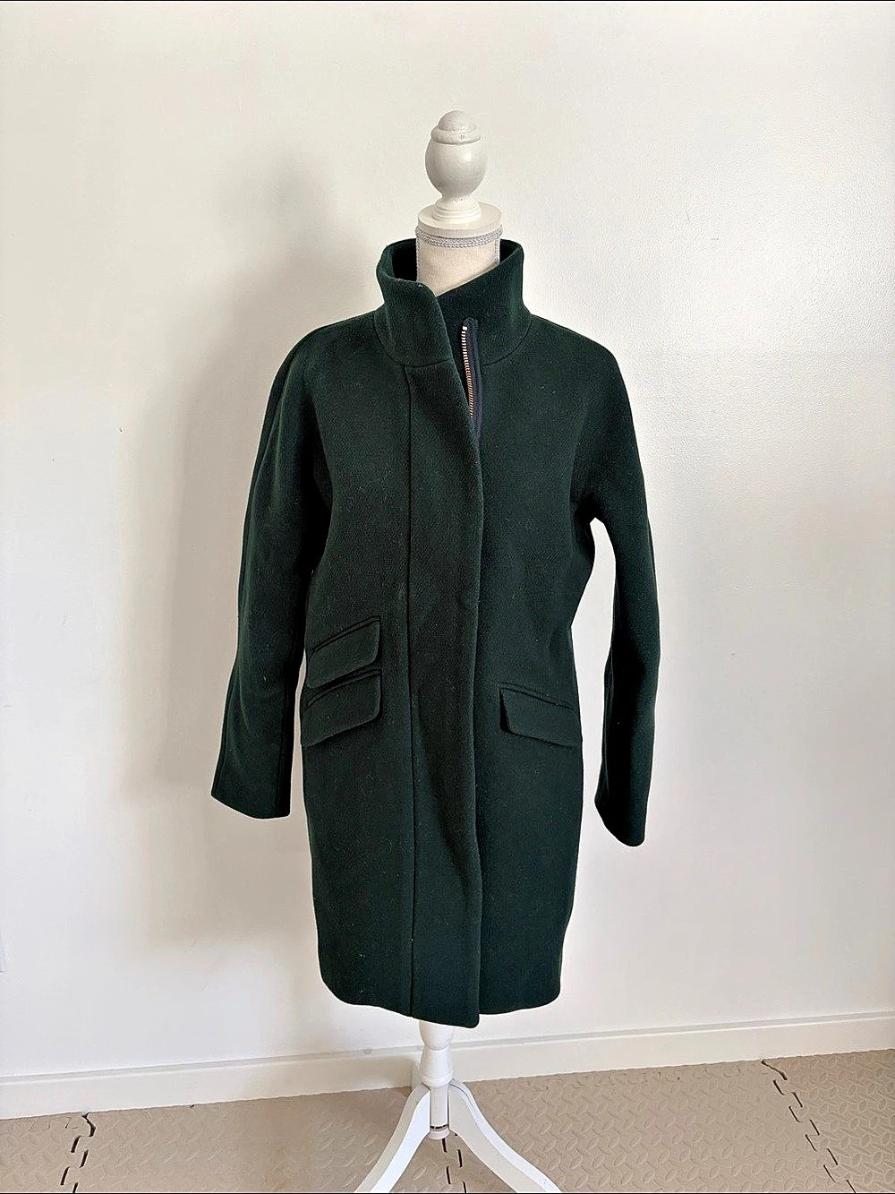 J.Crew Cocoon Coat in Italian Stadium-Cloth Wool Green Size 4